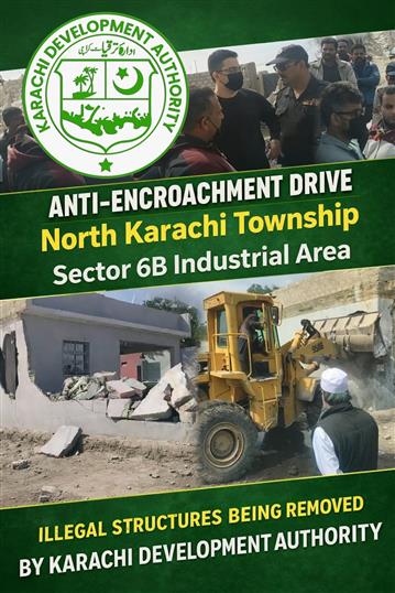 ادارہ ترقیات کراچی کے محکمہ اسٹیٹ اینڈ انفورسمنٹ کی جانب سے شہر میں غیر قانونی تجاوزات کے خلاف بھرپور کاروائی۔